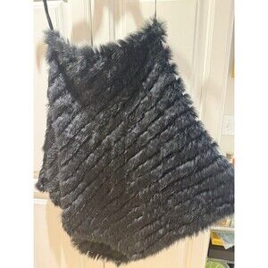 Faux Fur Poncho Vest Shawl BuzzyFun Design Knitted One Size
